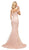 Cinderella Divine - UE004 Jeweled Trailing Lace Mermaid Gown In Pink