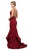 Cinderella Divine - UE006 Fitted V-Neck Stretch Knit Mermaid Gown In Red