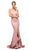 Cinderella Divine - UE006 Fitted V-Neck Stretch Knit Mermaid Gown In Pink