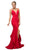 Cinderella Divine - UE006 Fitted V-Neck Stretch Knit Mermaid Gown In Red