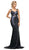 Cinderella Divine - UE007 Sequined Multi-Illusion Cutout Long Gown In Blue