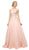 Cinderella Divine - UE009 Illusion Neckline Lace Bodice Tulle Gown In Pink