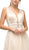 Cinderella Divine - UE011 Plunging Beaded Tri-Band A-Line Gown In Neutral