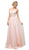 Cinderella Divine - UE011 Plunging Beaded Tri-Band A-Line Gown In Pink