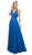 Cinderella Divine - UF295 Sleeveless Ruched Chiffon A-Line Dress In Blue