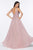 Cinderella Divine - UJ0123 Long Beaded Lace Chiffon A-Line Dress In Pink