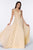 Cinderella Divine - UJ0123 Long Beaded Lace Chiffon A-Line Dress In Neutral