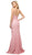 Cinderella Divine - UK010 Sleeveless Illusion Sheer Lace Sheath Dress In Pink