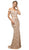 Cinderella Divine - UK012 Off Shoulder Beaded Lace Ornate Sheath Gown In Nude