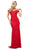 Cinderella Divine - UK012 Off Shoulder Beaded Lace Ornate Sheath Gown In Red