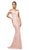 Cinderella Divine - UK012 Off Shoulder Beaded Lace Lattice Ornate Evening Gown In Pink