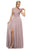 Cinderella Divine - UL035 Cap Sleeve Beaded Lace Chiffon Gown In Pink