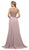 Cinderella Divine - UL035 Cap Sleeve Beaded Lace Chiffon Gown In Pink