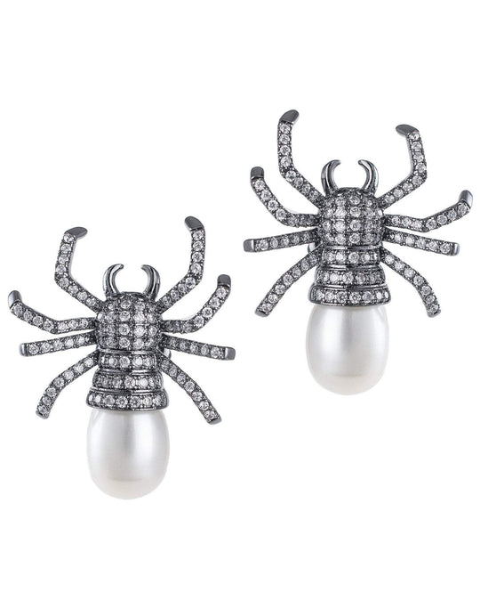 Jarin K Jewelry - Pave Spider Earrings in Silver