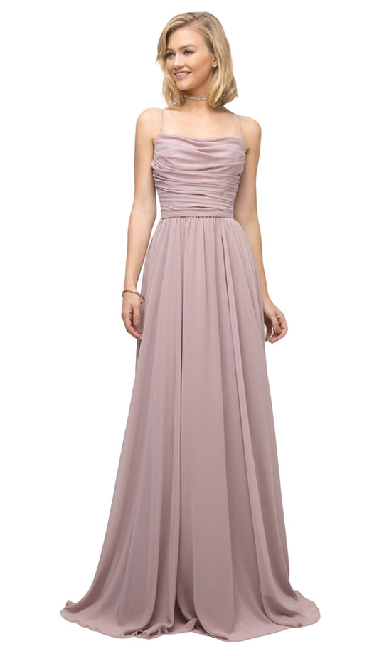 Cinderella Divine - UR136 Sleeveless Empire Waist Chiffon Dress In Nude
