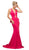 Cinderella Divine - UR137 Plunging Bodice Strappy Knit Trumpet Gown In Pink