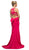 Cinderella Divine - UR137 Plunging Bodice Strappy Knit Trumpet Gown In Pink