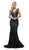 Cinderella Divine - UR138 Beaded Lace V-neck Trumpet Dress In Blue