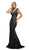 Cinderella Divine - UR138 Beaded Lace V-neck Trumpet Dress In Blue