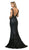 Cinderella Divine - UR138 Beaded Lace V-neck Trumpet Dress In Blue