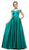 Cinderella Divine - UT257 Off Shoulder Beaded Belt Accent Satin Gown In Green