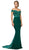 Cinderella Divine - UV001 Off Shoulder Beaded Lace Bodice Mermaid Gown In Green