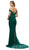 Cinderella Divine - UV001 Off Shoulder Beaded Lace Bodice Mermaid Gown In Green