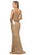 Cinderella Divine - UV003 Allover Sequin Gown Back Mermaid Gown In Gold