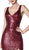 Cinderella Divine - UV004 Strappy V-Neck Gown with Slit In Red