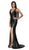 Cinderella Divine - UV004 Strappy V-Neck Gown with Slit In Green