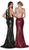 Cinderella Divine - UV004 Strappy V-Neck Gown with Slit In Red and Green