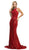 Cinderella Divine - UW202 Beaded Halter Evening Gown In Red