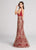 Ellie Wilde - EW21820 Embroidered Sequined Lace Trumpet Dress in Red and Gold