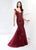 Montage by Mon Cheri - 218918 Lace Deep V-neck Trumpet Gown With Train in Red