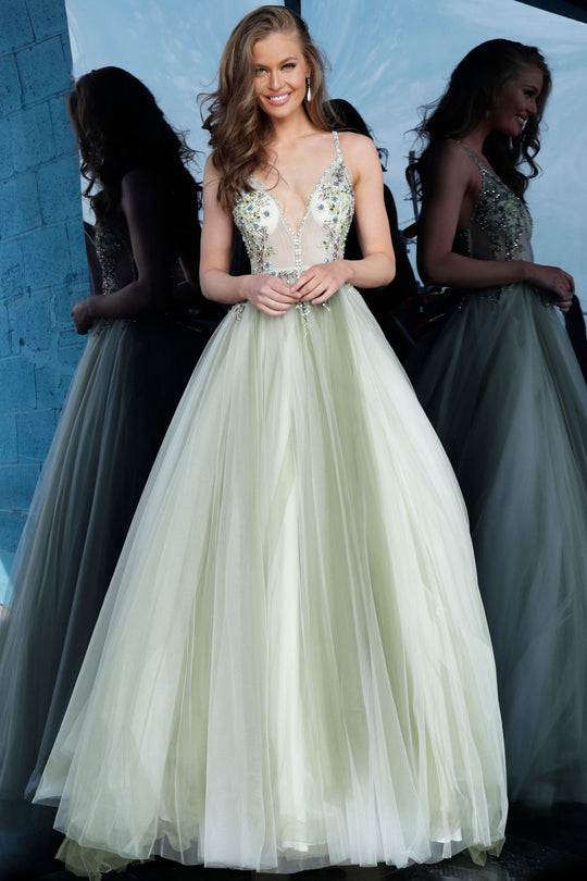 Jovani - 66352 Sweetheart Beaded Ballgown In White