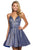 Sherri Hill - 52955 Short Glitter Empire A Line Dress In Blue and Silver