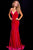 Plunging V-Neck Backless Velvet Gown in Pink