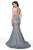 Blush by Alexia Designs - 11761 Shimmer Plunging V-neck Mermaid Gown In Blue and Silver