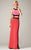 Mignon - VM918BL Halter Color Block Cutout Gown in Pink and Orange