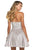 Sherri Hill - 52970 Short High Halter Neckline Glitter A Line Dress In Neutral and Silver