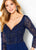 Cameron Blake - 219681 Bead Embellished V-Neck A-Line Dress In Blue