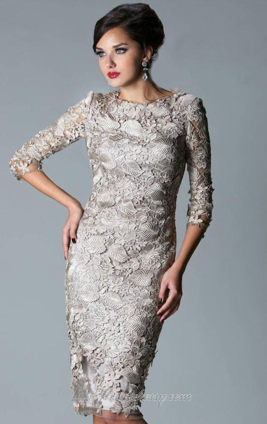 Janique W041 - Short Lace Dress in Pewter