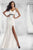 Janique W1008 - Long Beaded Strap Stretch Crepe With Open Back Gown W1008 in White