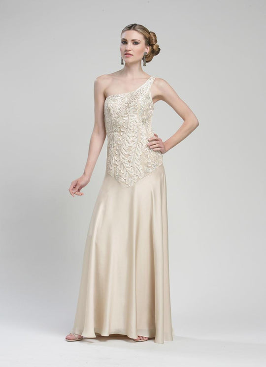 Sue Wong - One Shoulder Long Gown W1411 in Neutral
