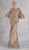 Janique - Lace Embroidered Bell Sleeve Bateau Trumpet Dress W2073  In Neutral