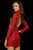 Sherri Hill - 52147 Beaded Style Long Sleeves High Neck Dress In Red