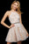 Sherri Hill - 53153 Embroidered Halter Neck Short A-line Dress In White and Neutral