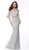 Jovani - 62053 Beaded Lace Off-Shoulder Trumpet Dress In Silver