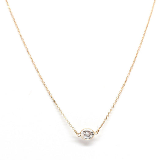 Rachael Ryen -  14k Gold White Topaz Solitaire Necklace