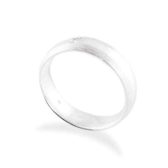 Men's Princess Diamond Brushed and Polished Wedding Band